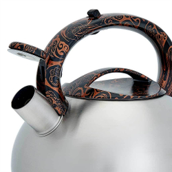 Чайник со свистком 3 л из нержавеющей стали, индукционное дно WEBBER BE-0594 сатин, черный мрамор