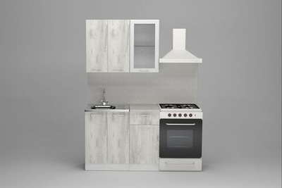 Кухонный гарнитур Алина мини 1000 мм, каркас ЛДСП, фасад ЛДСП; Стекло, Белый/Пайн белый