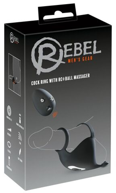 Черная вибронасадка для эрекции и стимуляции мошонки Cock ring with RC ball massager (Цвет: черный)