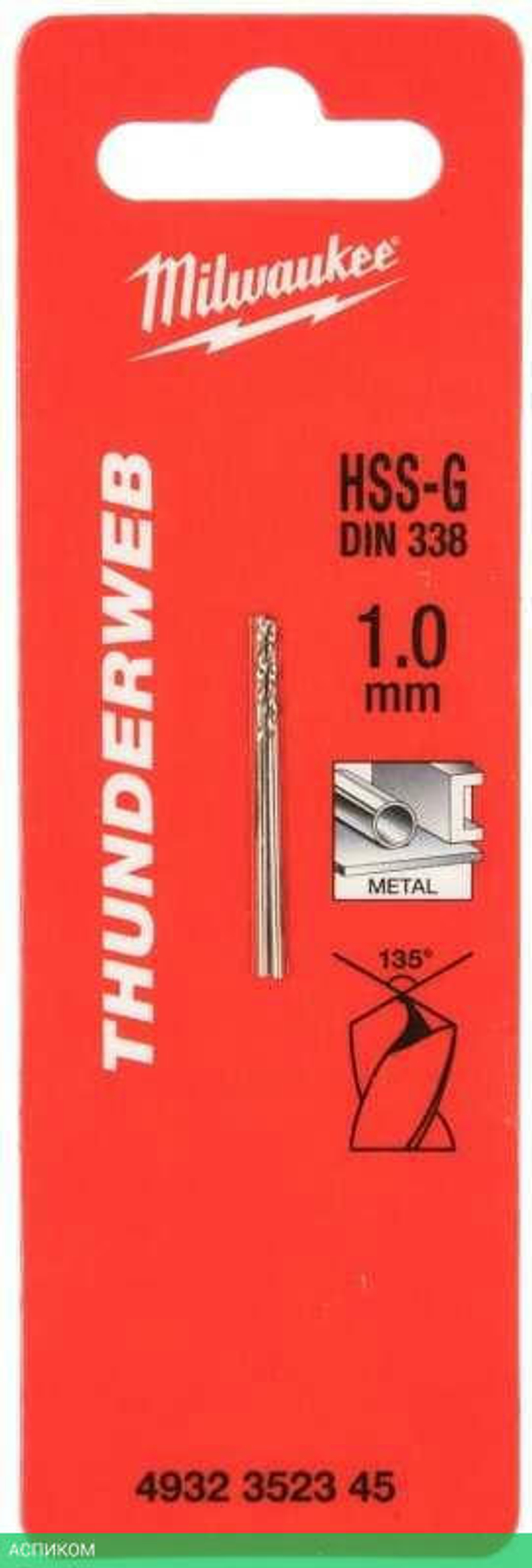 Сверло по металлу Milwaukee Thunderweb HSS-G 1.0x34мм 2шт (4932352345)
