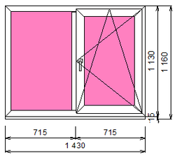 Пластиковое окно 1130 х 1430 ТермА Эко