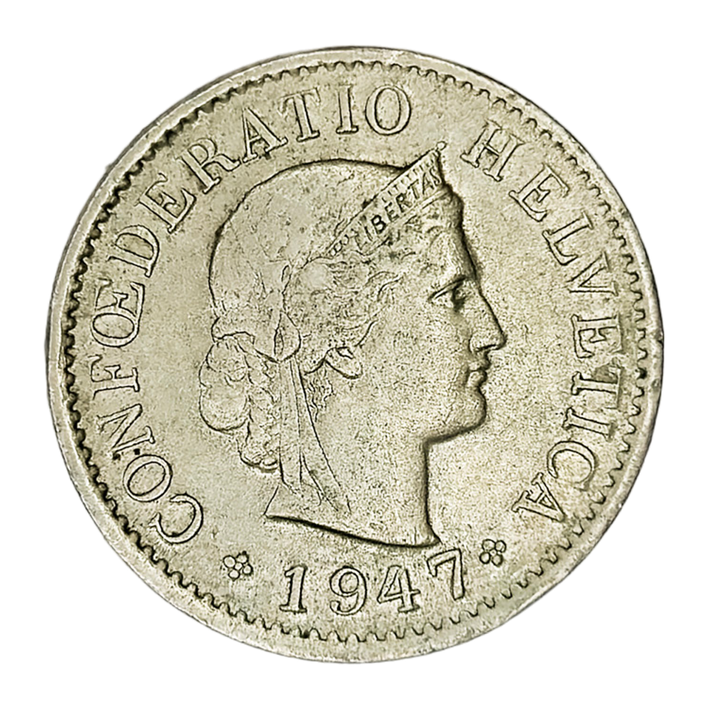 Switzerland, 5 Rappen, 1947 – Libertas Series, VF