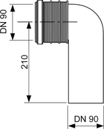 Отвод для унитаза TECEprofil 90° – DN 90/90