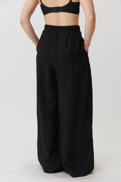 Длинные кюлоты из черного льна