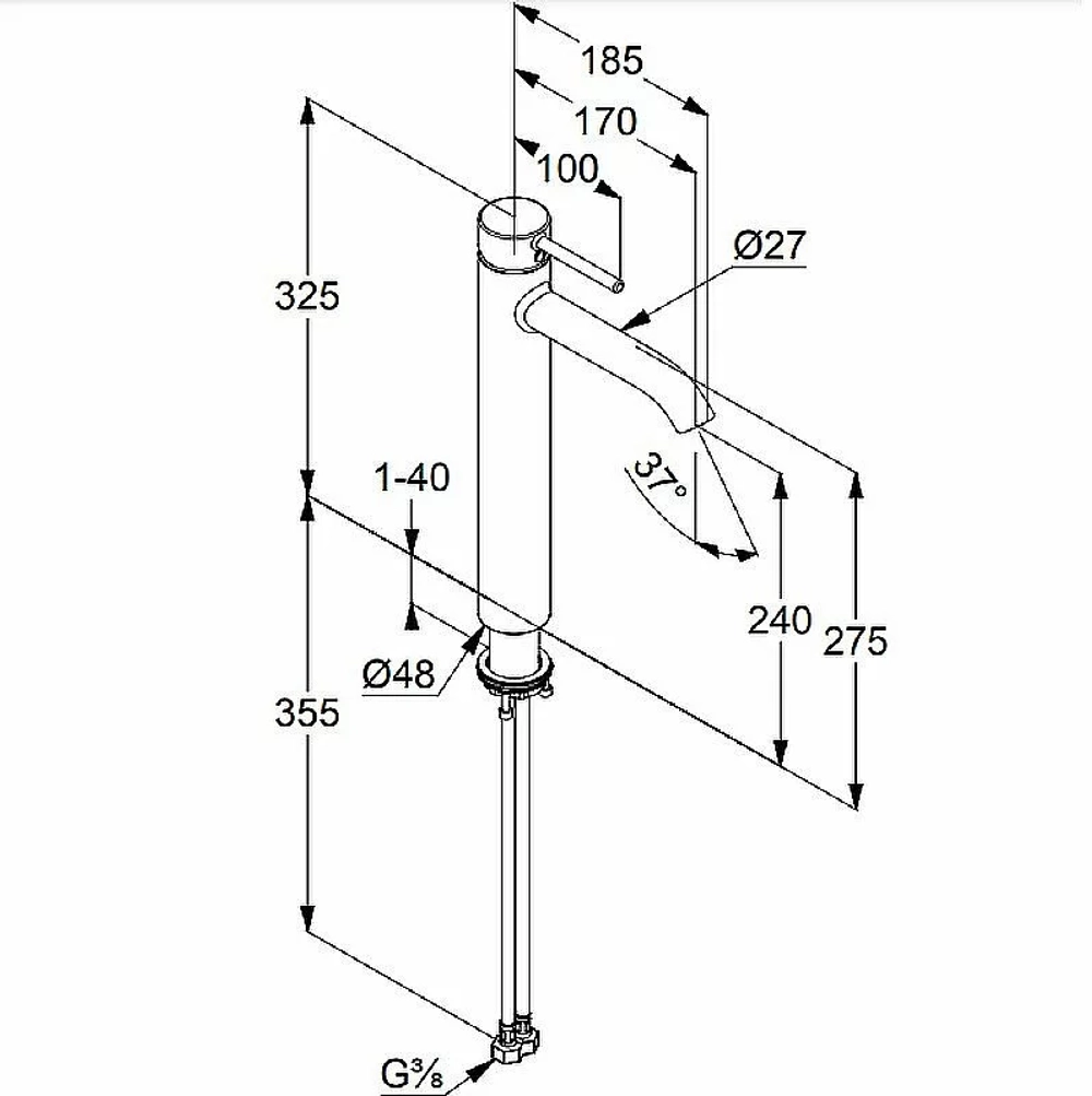 Смеситель для раковины Kludi Bozz 382863976 черный