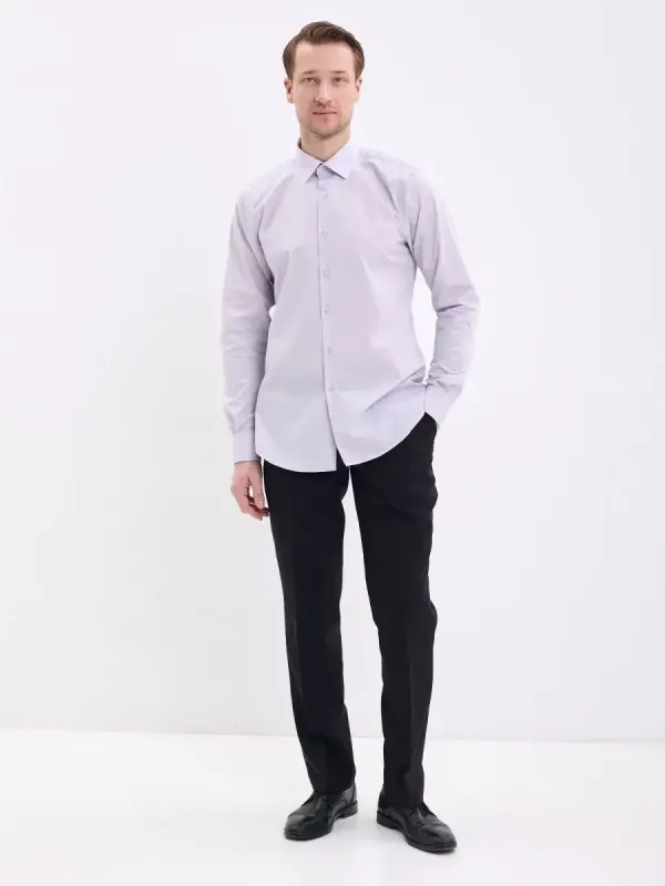Рубашка на высокий рост LONG SLIM FIT с длинным рукавом, перламутровая