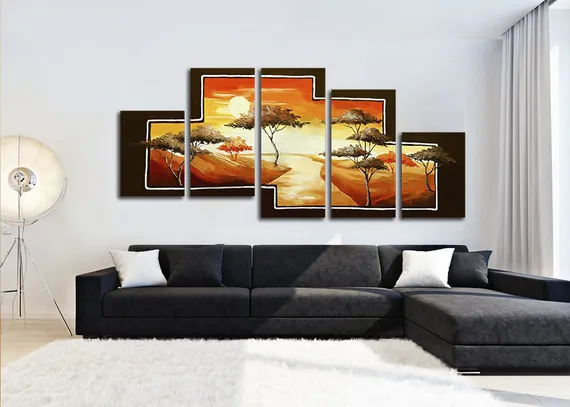 Модульная картина "Деревья на закате"