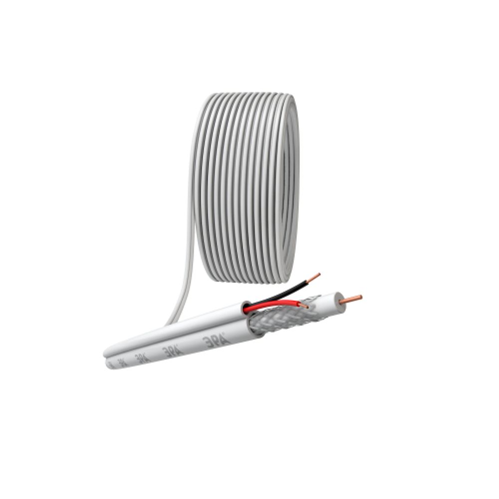 Кабель для аналогового видеонаблюдения ЭРА ККСВ-2x0,5 мм бухта 200 метров, белый | Кабель для видеонаблюдения