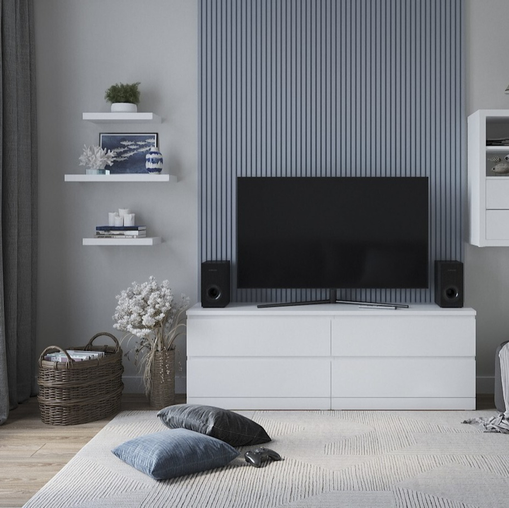 Настенная полка Фора 1.60, 60*25*3,7 см, белый