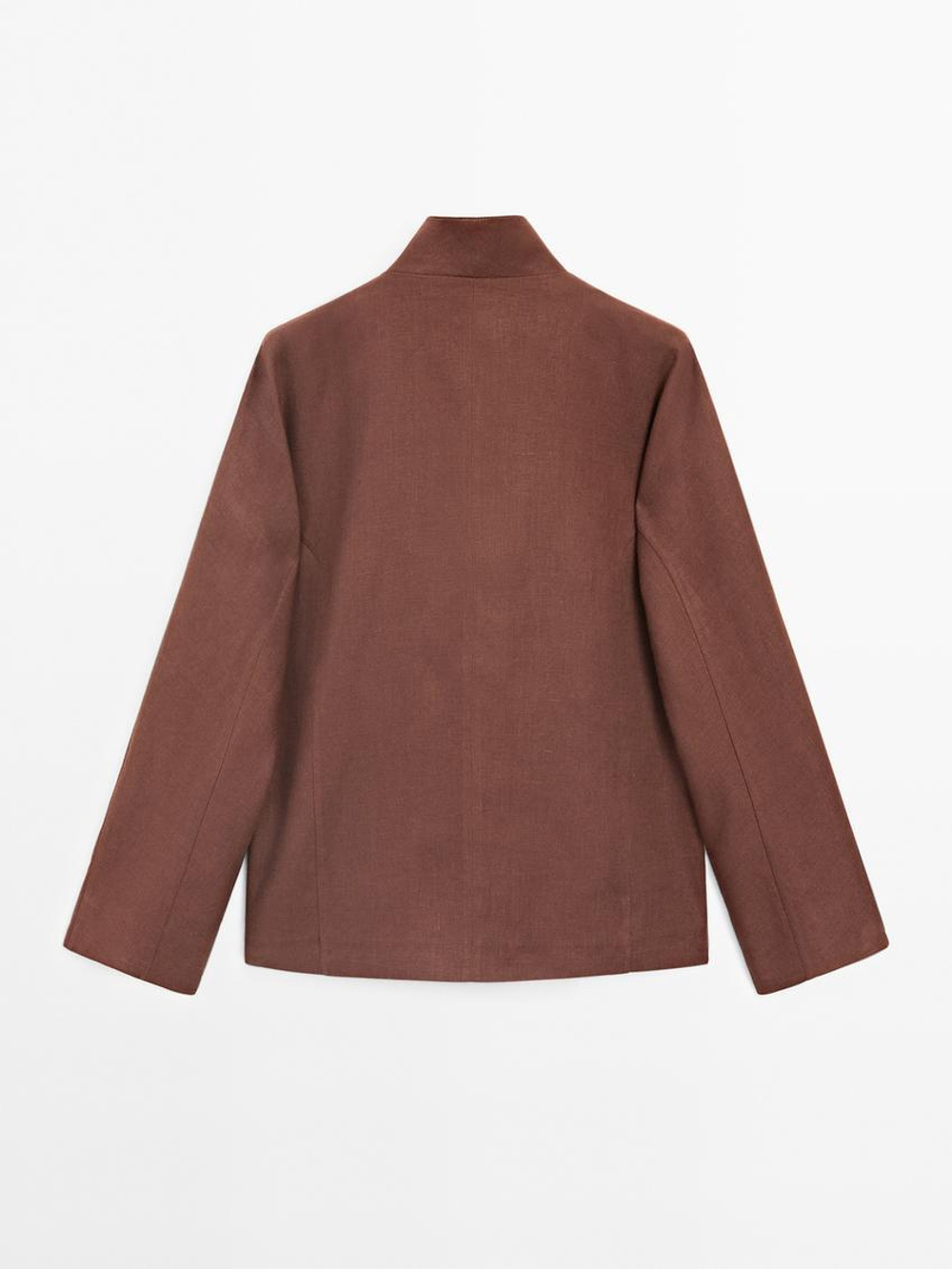 Massimo Dutti Кимоно из 100% струящегося льна, коричневый