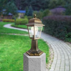 Садово-парковый светильник ЭРА НТУ 04-60-001 Оскар бронза 4 гранный напольный IP44 Е27 max60Вт | Садово-парковые светильники
