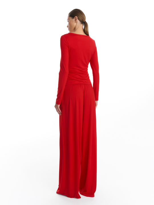 Лонгслив приталенный красный