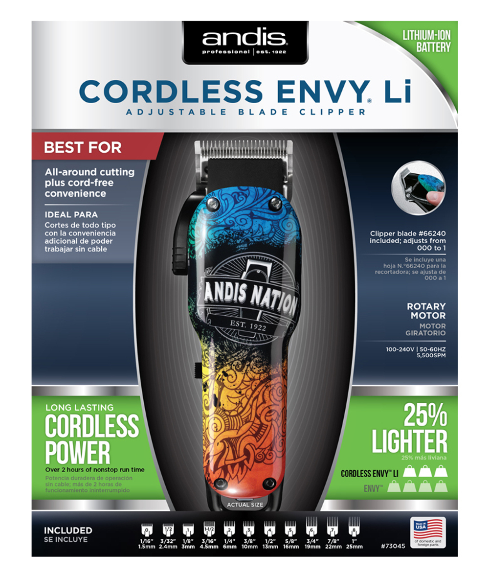 Машинка для стрижки Andis Cordless UsPro Fade, аккум/сетевая, 5 насадок, разноцветная