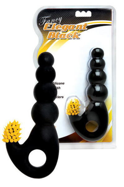 Черная вагинальная втулка-елочка с клиторальным стимулятором