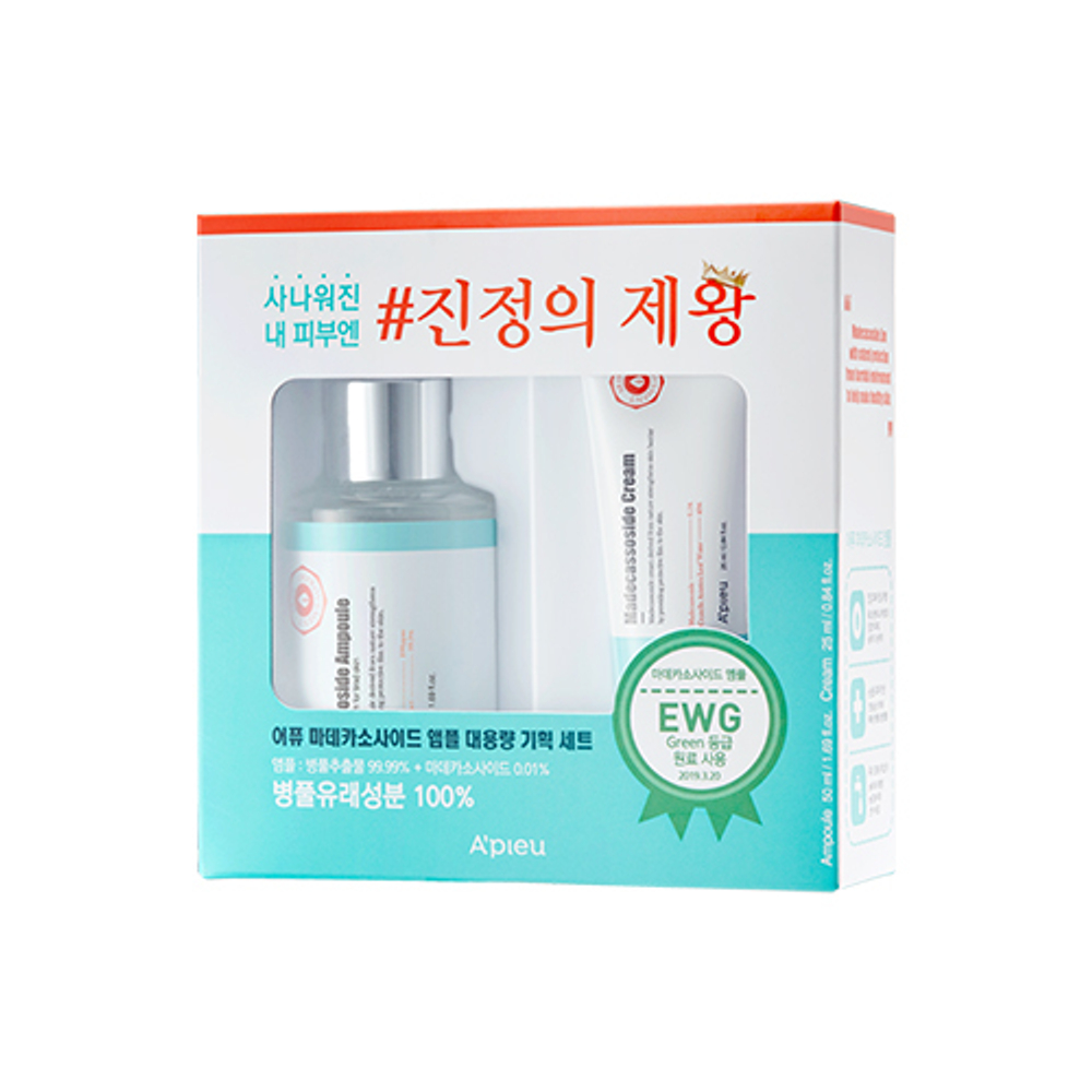 A'Pieu Madecassoside Ampoule Special Set (сыворотка+крем) бьюти-набор средств с мадекассосидом и центеллой для проблемной, чувствительной кожи и кожи с куперозом