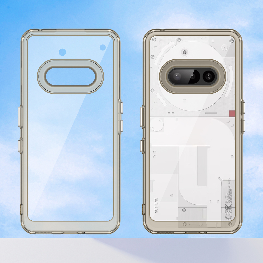Двухкомпонентный прозрачный чехол для Nothing Phone 3a, боковые рамки мягкие серого цвета