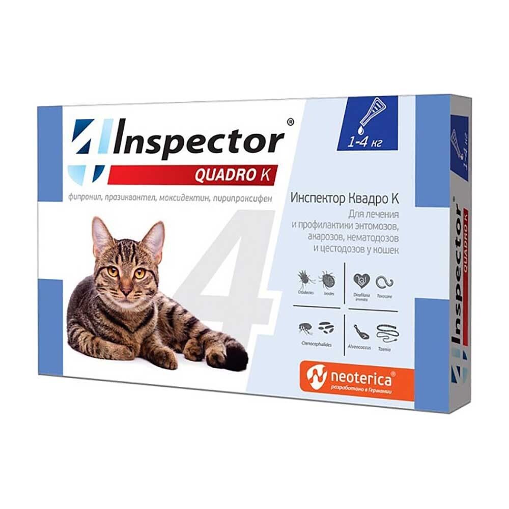 Inspector Quadro K Капли для кошек от 1 до 4кг от глистов, насекомых и клещей