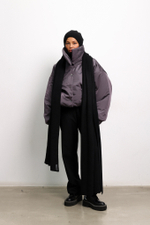 Пуховик дутый с поясом