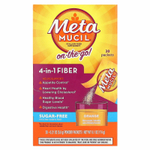 Metamucil, On-The-Go, клетчатка 4 в 1, без сахара, апельсин, 30 пакетиков с порошком по 5,8 г (0,21 унции)