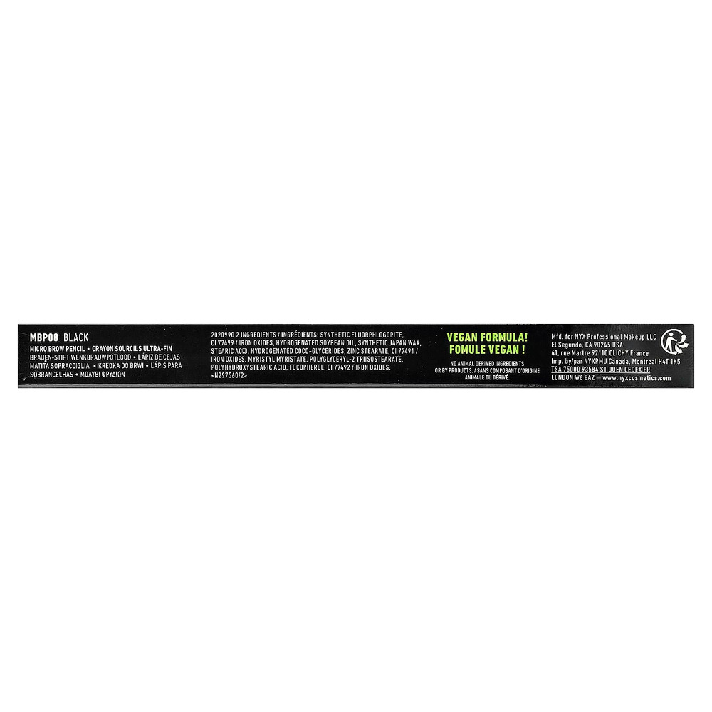 NYX Professional Makeup, Micro Brow Pencil, 08 черный, 0,09 г (0,003 унции)