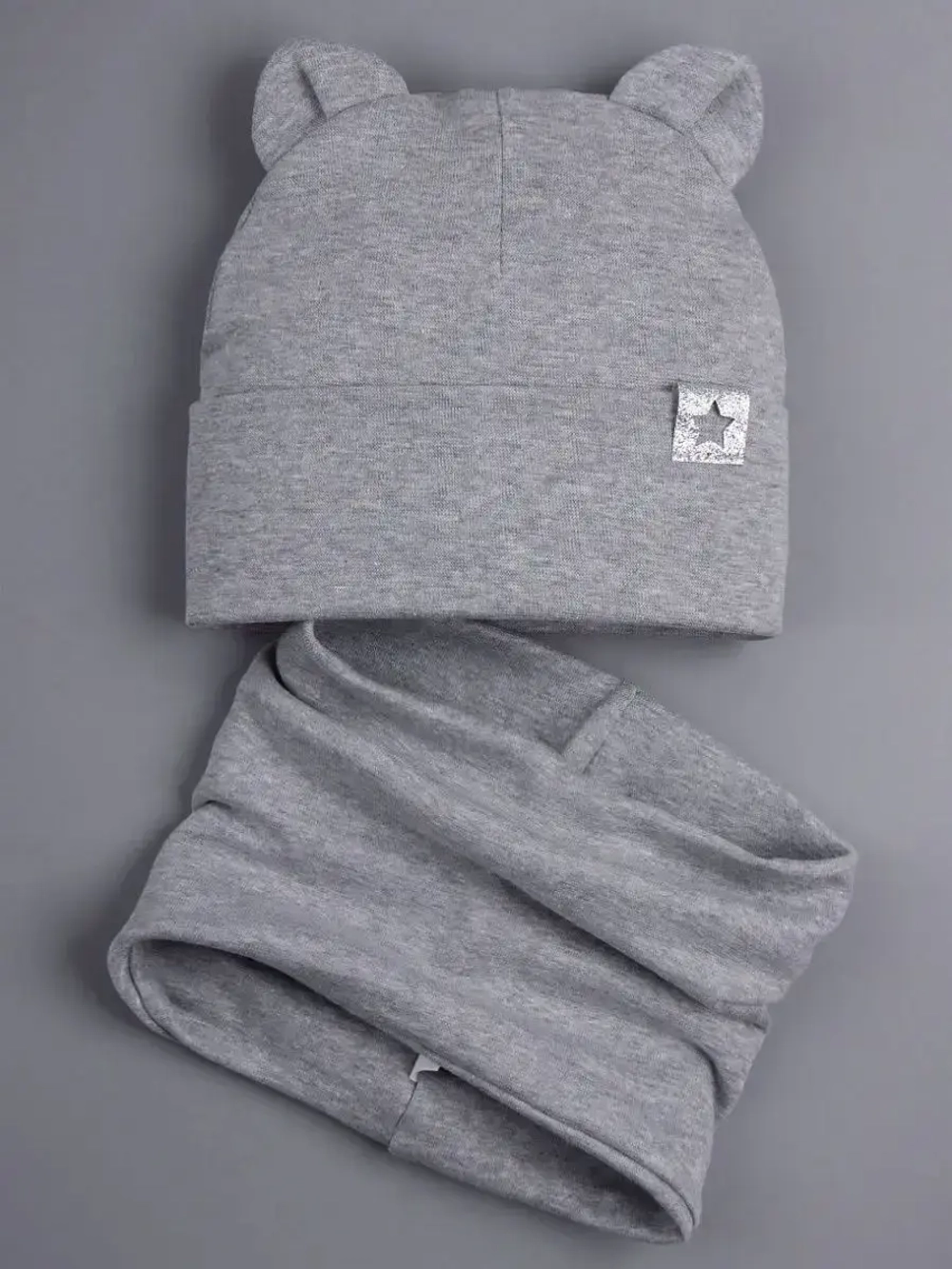 Шапка с ушками осенняя и снуд для детей