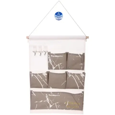 Карман настенный 6 отделений 3 крючка «ИДЕЯДОМА», цвет серый, 35*50см (лейбл Селфи)