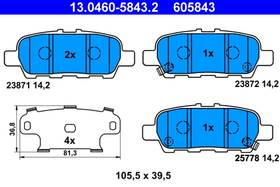 ATE - 13046058432-ATE - Brake Pad Set, disc brake