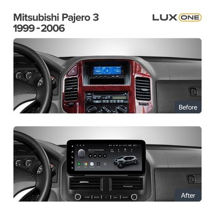 Магнитола для Mitsubishi Pajero 3, Montero 3 1999-2006 - Teyes LUX ONE ROUND монитор 12.3" 2K QLED на Android 10, CarPlay, 4G SIM-слот