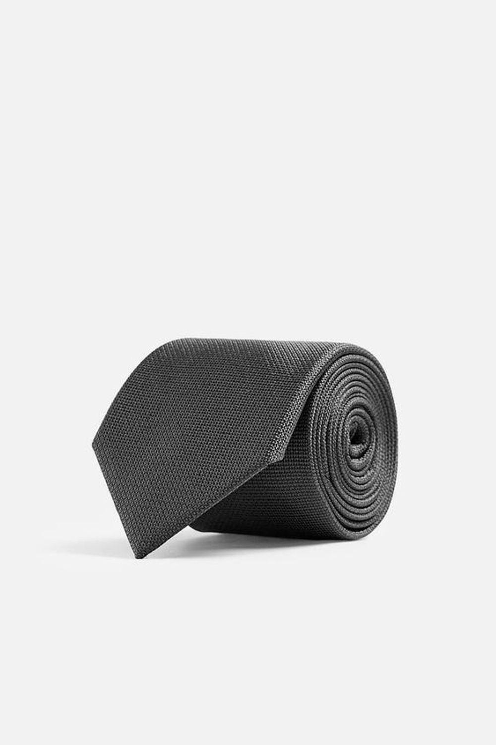 ZARA ГАЛСТУК ИЗ 100% ШЕЛКА С РЕЛЬЕФНЫМ УЗОРОМ, АНТРАЦИТОВО-СЕРЫЙ