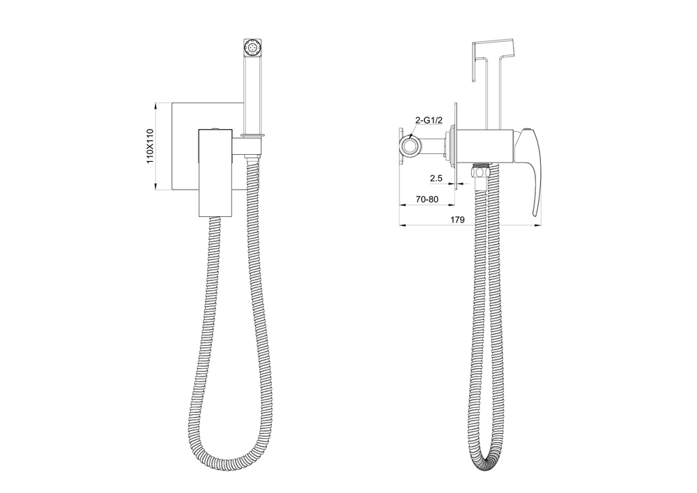 Смеситель с гигиеническим душем встраиваемый WONZON & WOGHAND FIT, Брашированное золото (WW-88829009-BG)