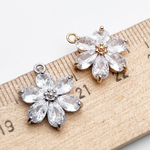 Подвеска Цветок, цвет серебро (родий) +прозрачный, размер 17*14 мм, цена за 1 шт