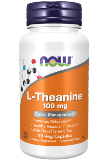 NOW Foods, L-Теанин, L-Theanine 100 mg, 90 вегетарианских капсул