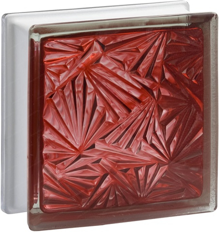 Стеклоблок Vitrablok Мороз Рубин 19x19x8 - окрашенный внутри