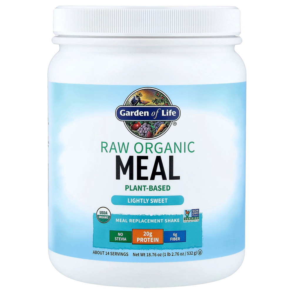 Garden of Life, RAW Organic, коктейль-заменитель еды, слегка сладкий, 532 г (1 фунт 2,76 унции)