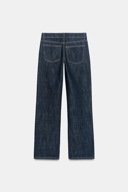 ZARA ДЖИНСЫ TRF WIDE LEG С НИЗКОЙ ПОСАДКОЙ, ТЕМНЫЙ ИНДИГО