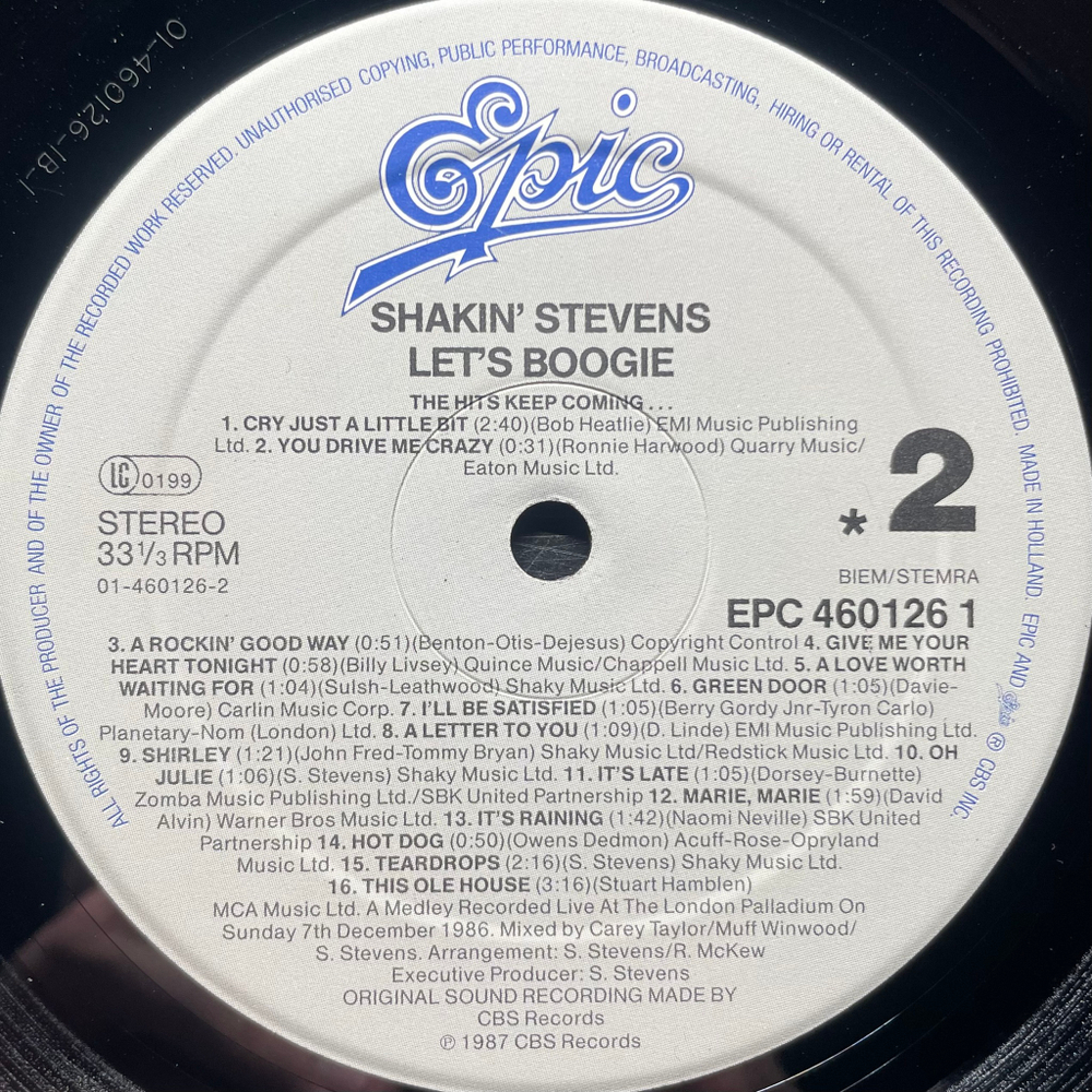 Shakin' Stevens ‎– Let's Boogie (Голландия 1987г.)