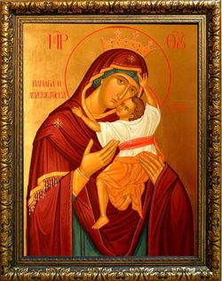 Взыграние Младенца. Икона Божьей Матери на холсте 30х40 см в раме