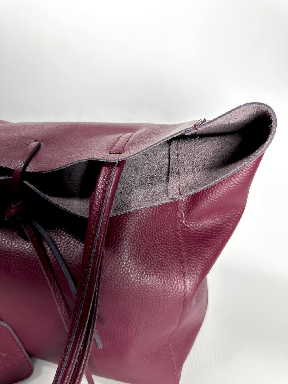 Женская бордовая сумка-шоппер из натуральной кожи