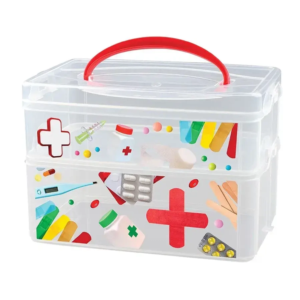 КОРОБКА УНИВЕРСАЛЬНАЯ С РУЧКОЙ И ДЕКОРОМ MULTI BOX 2 СЕКЦИИ, 245Х160ММ (аптечка)