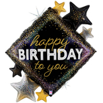 Шар Фольгированный HAPPY BIRTHDAY TO YOU Звезды (Черный)