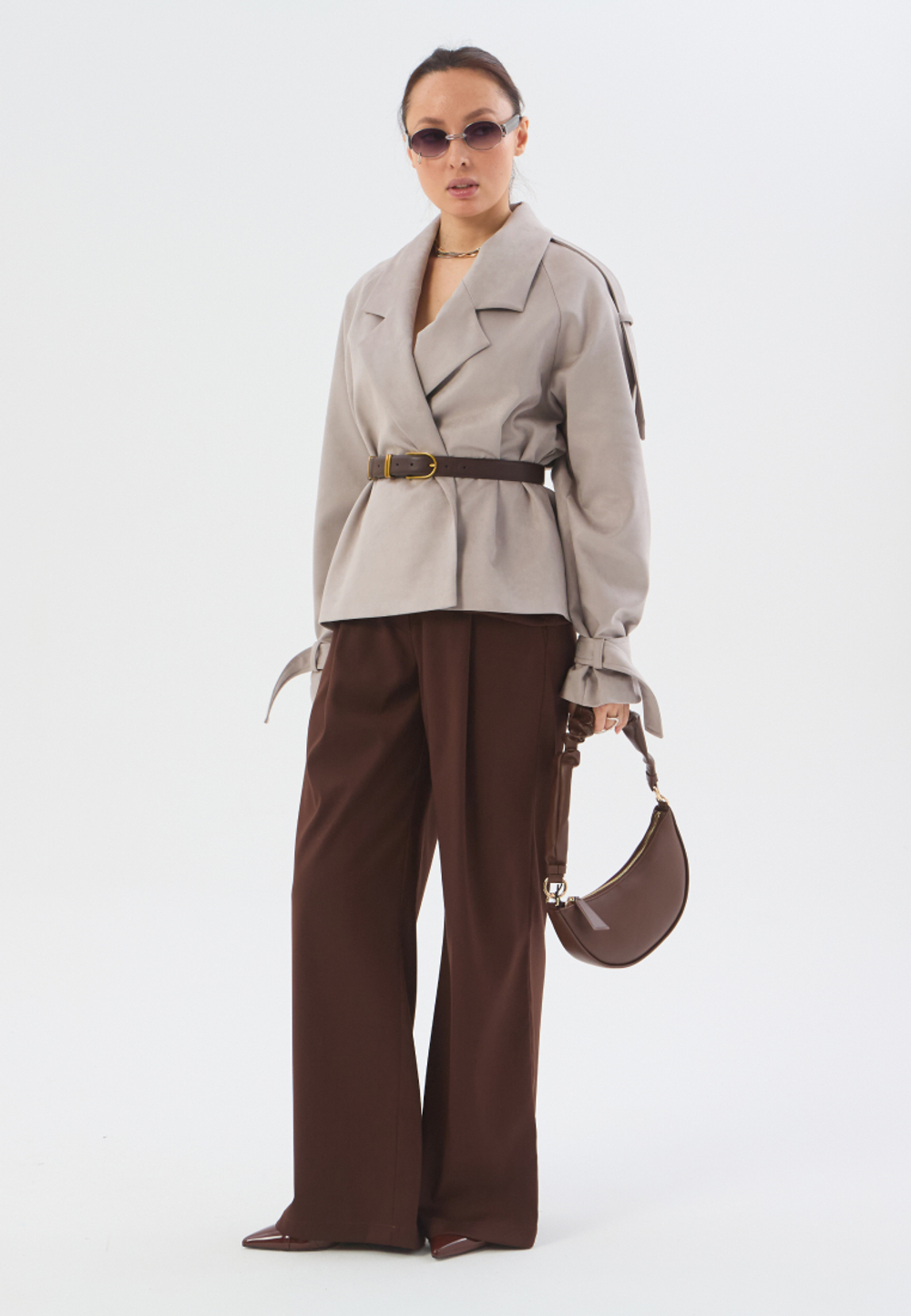 Жакет укороченный серый