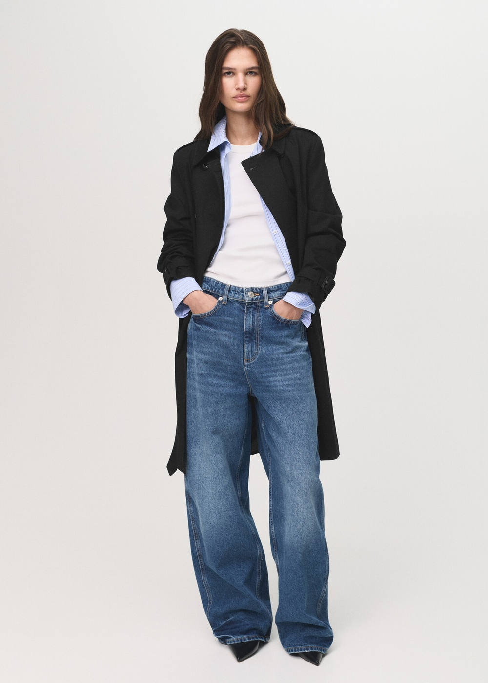 MANGO Классический тренч, черный