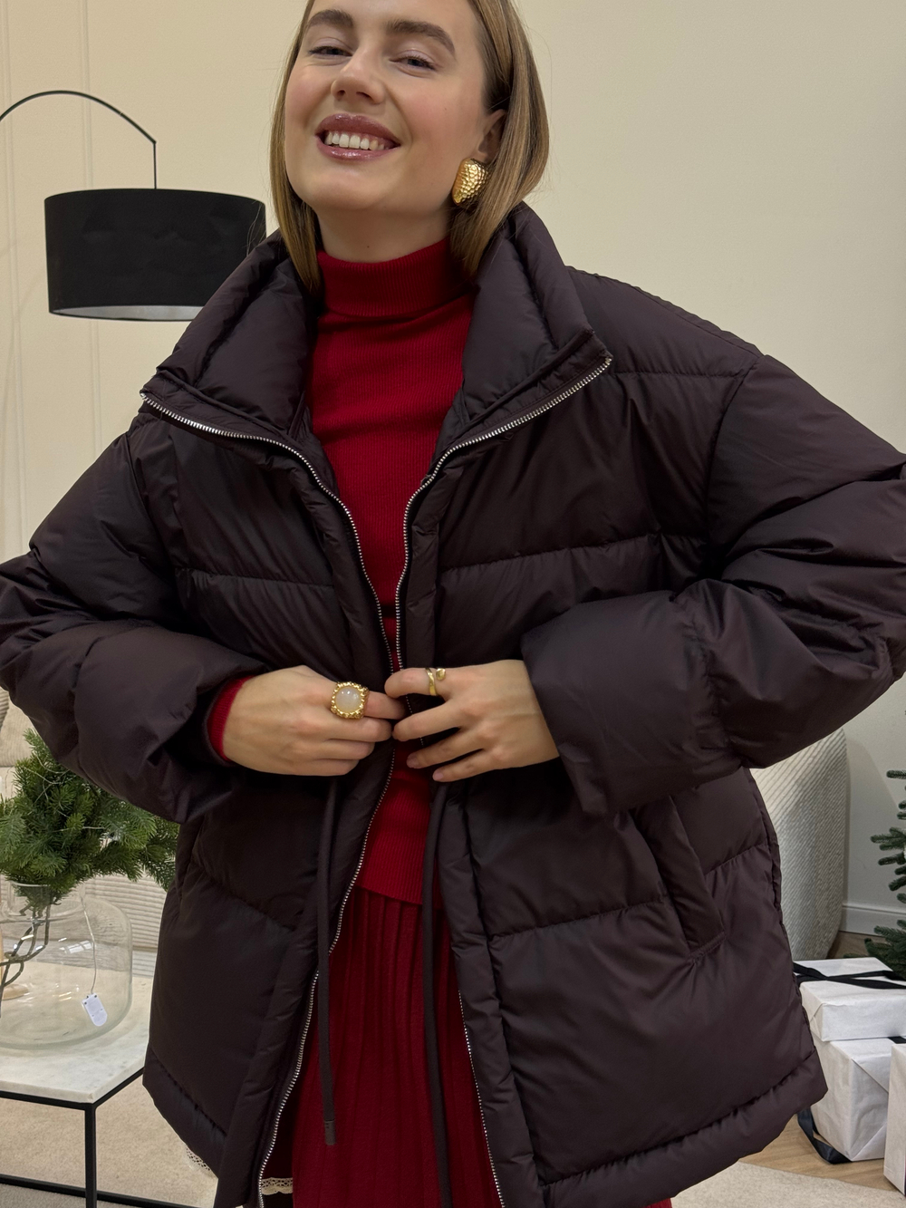 Пуховик Brunello миди шоколадный