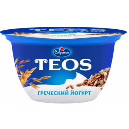 Йогурт Teos Греческий Злаки с клетчаткой льна 2% 140 гр