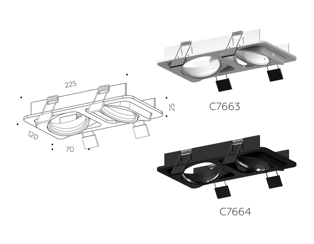 Ambrella Корпус светильника встраиваемый поворотный для насадок D70mm MR16 Корпуса 70mm C7664