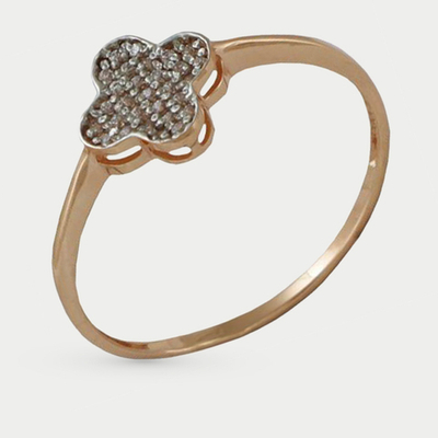 Кольцо женское из красного золота 585 пробы с фианитами (арт. К-2666)