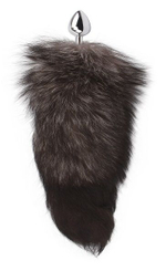 Серебристая анальная пробка с хвостом Tantalizing Foxy Anal Plug (Цвет: серебристый)