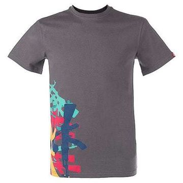 Футболка серая, принт Автоматы,100% хлопок