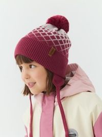 Шапка из смесовой шерсти "Ромбы фуксия"