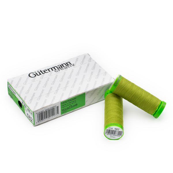 Нитки для тонких тканей Gutermann Extra Fine 150 (200 метров), 5 кат. | 582 зеленая горчица
